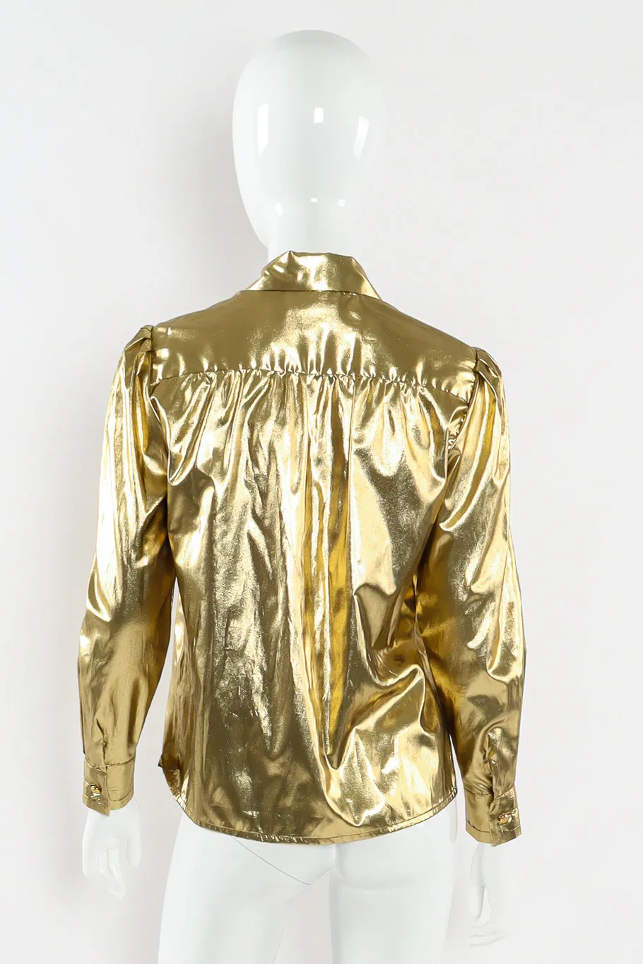 Lamé Metallic Bow Tie Blouse