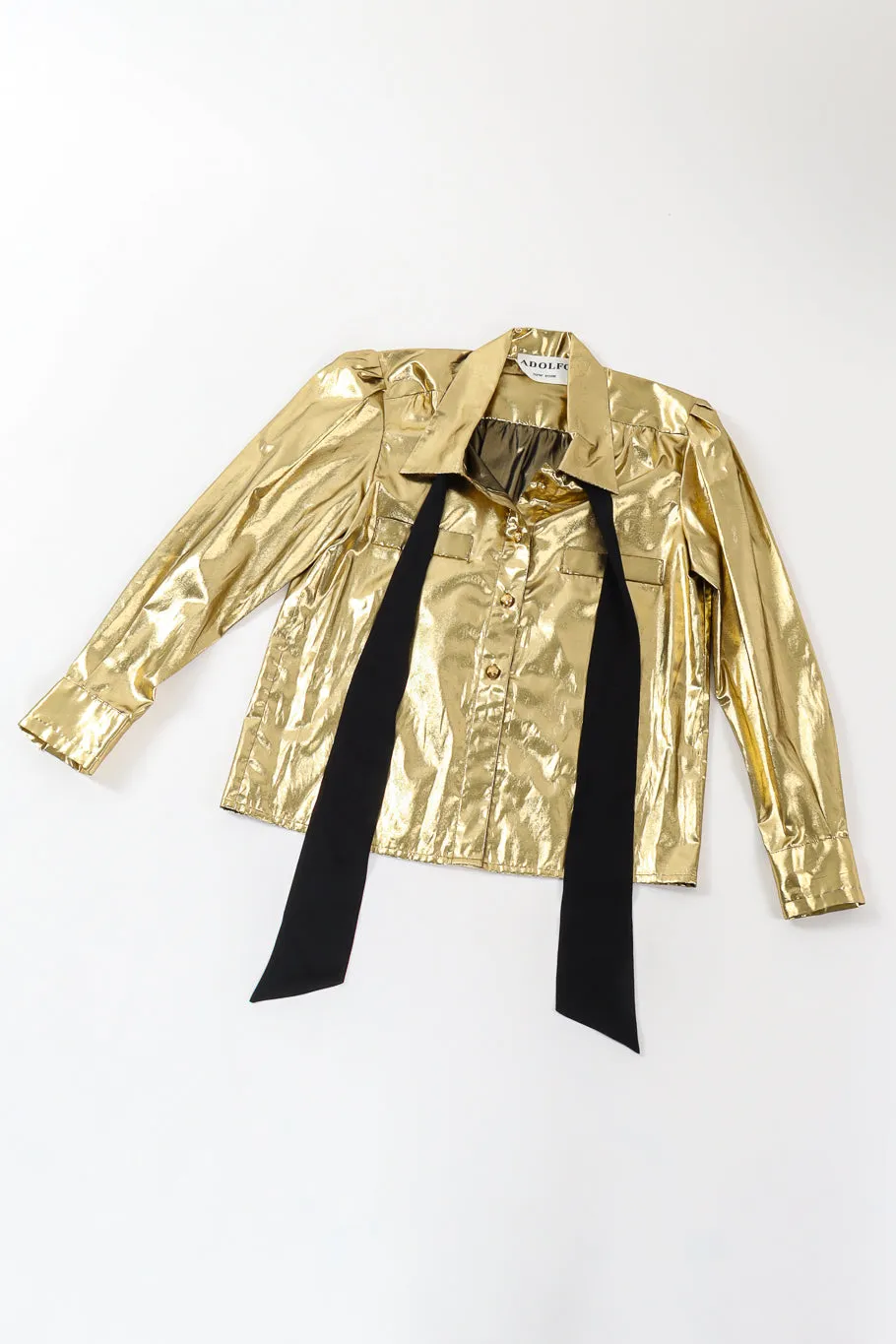 Lamé Metallic Bow Tie Blouse