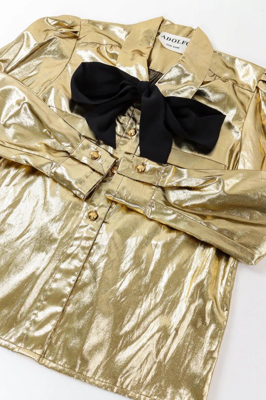 Lamé Metallic Bow Tie Blouse