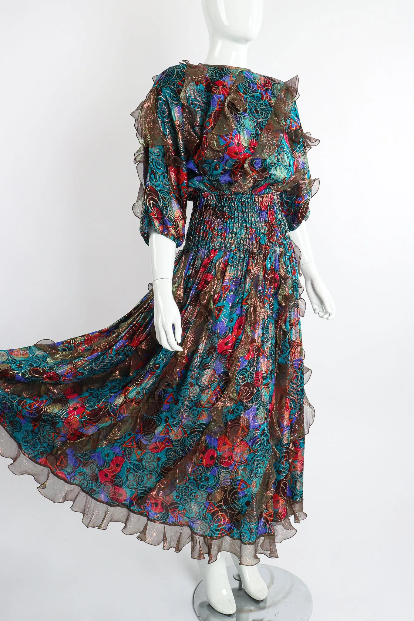 Lamé Ruffle Flutter Dress