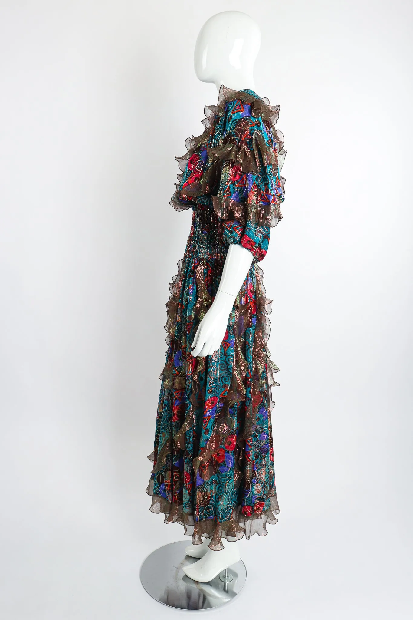 Lamé Ruffle Flutter Dress