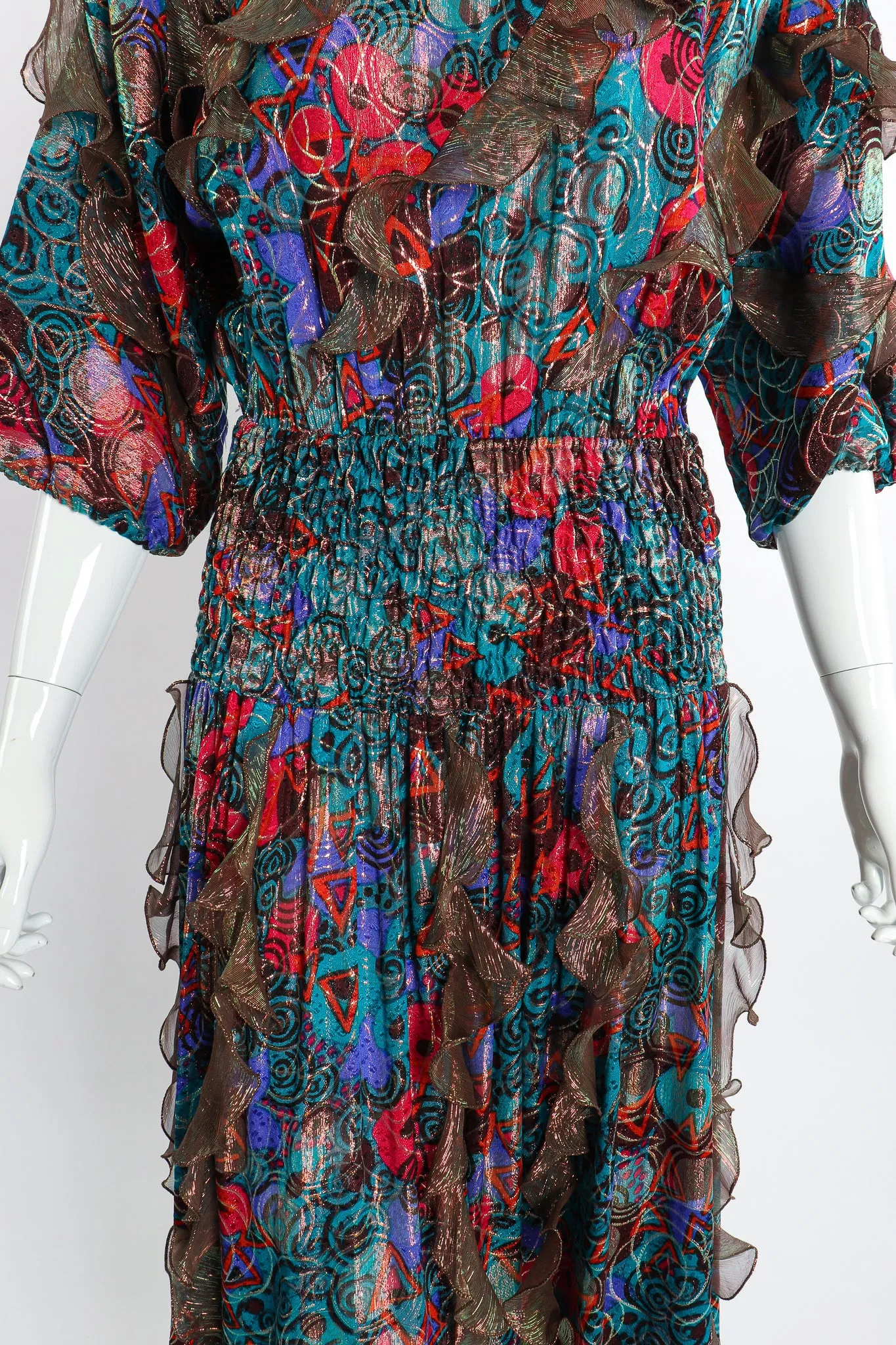 Lamé Ruffle Flutter Dress