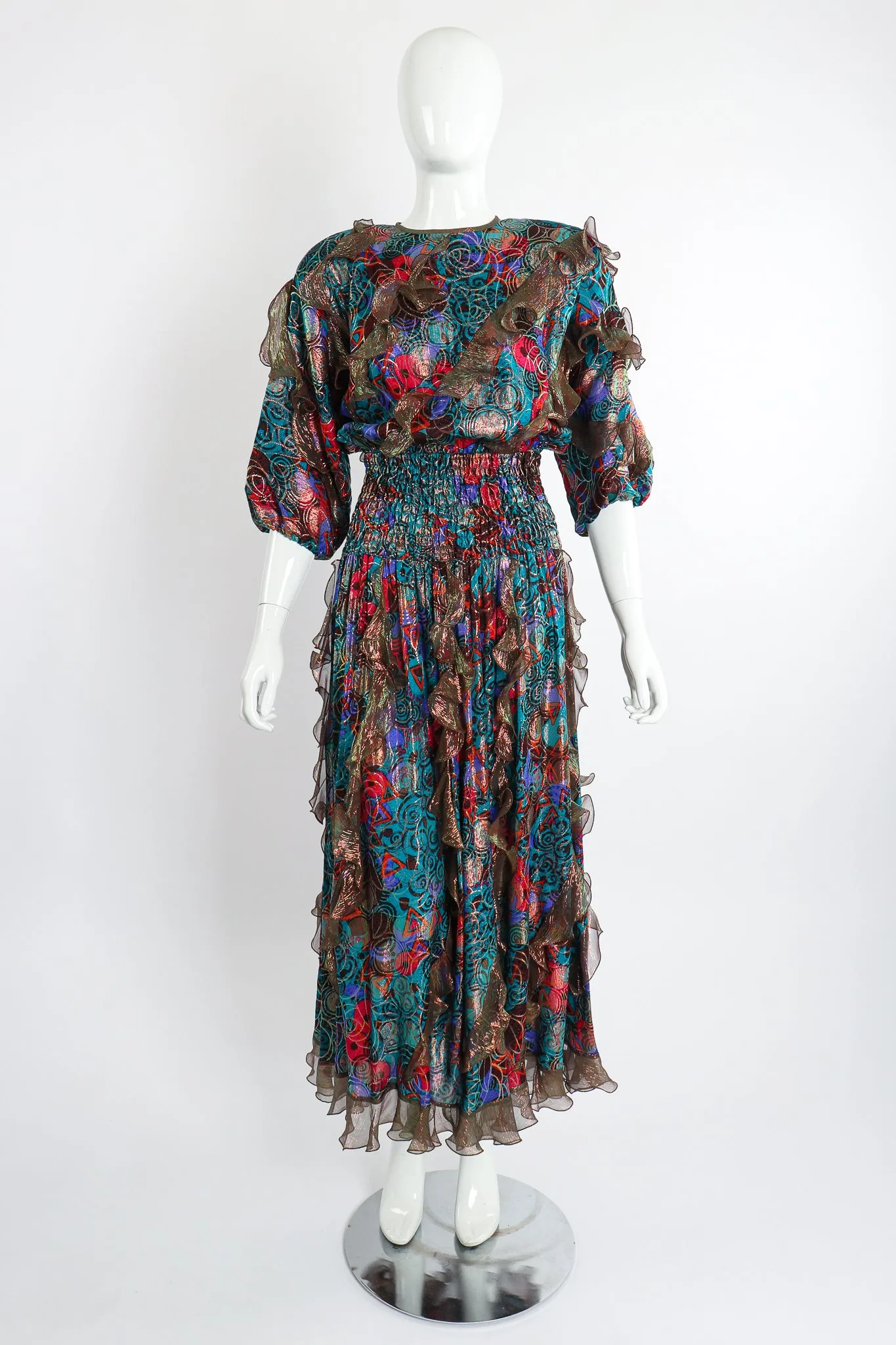Lamé Ruffle Flutter Dress