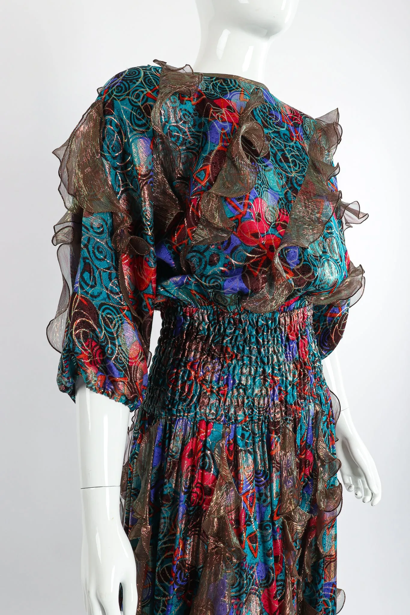 Lamé Ruffle Flutter Dress