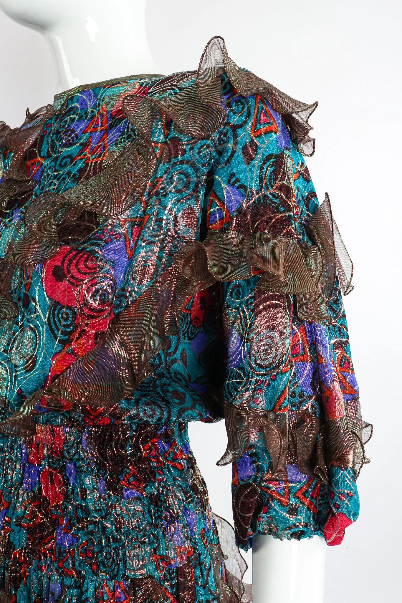 Lamé Ruffle Flutter Dress