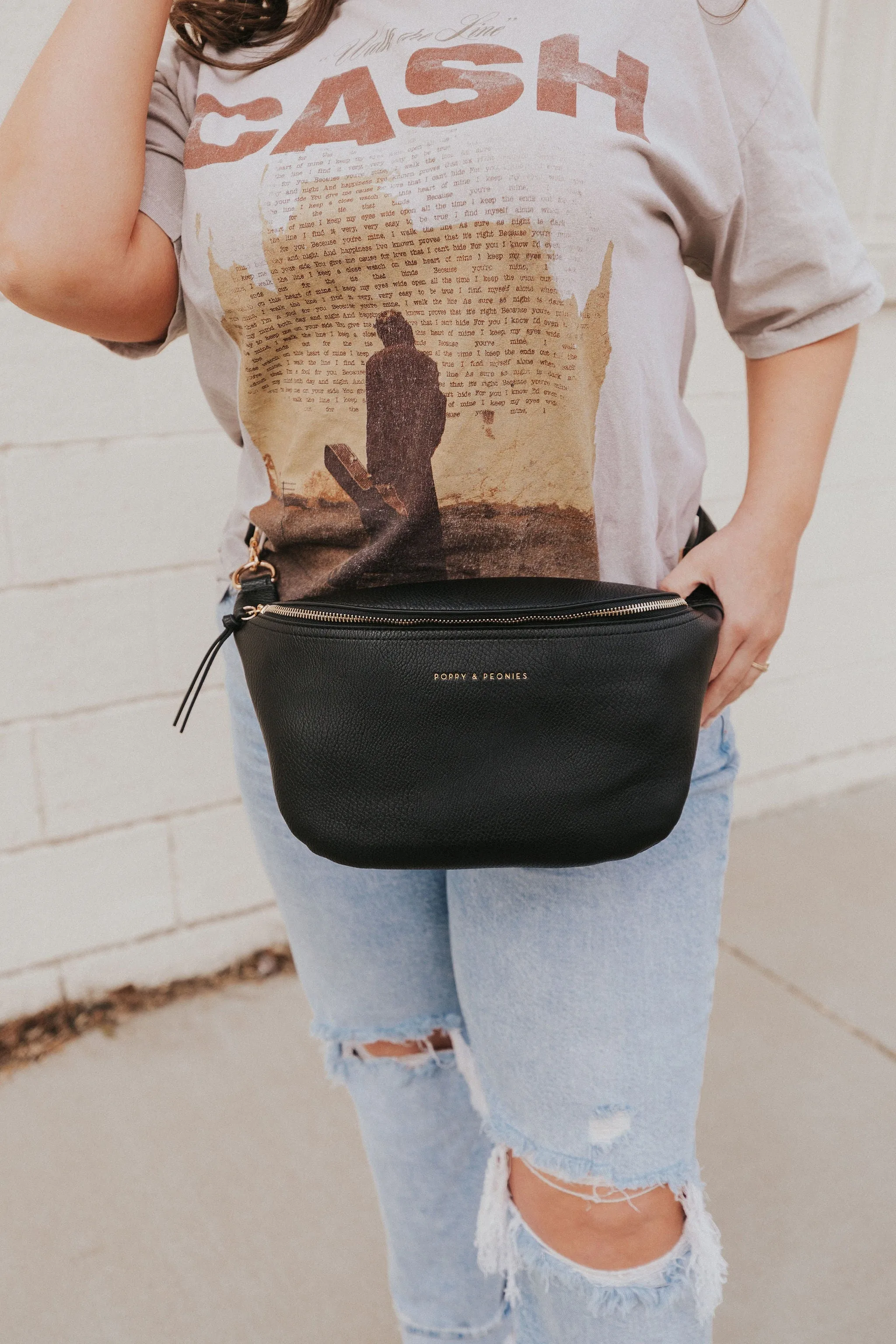 Large Vegan Leather Sidekick Black