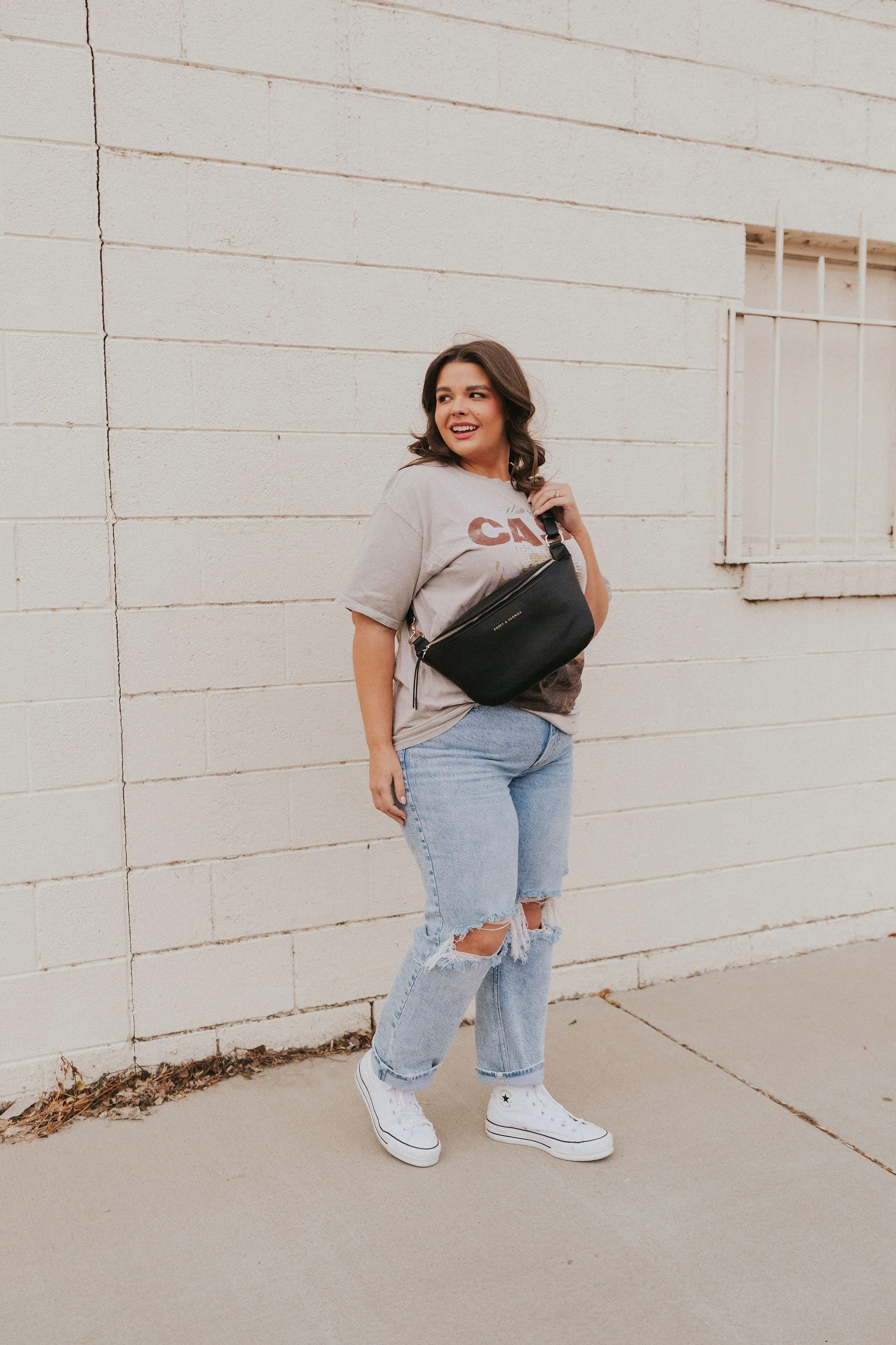 Large Vegan Leather Sidekick Black