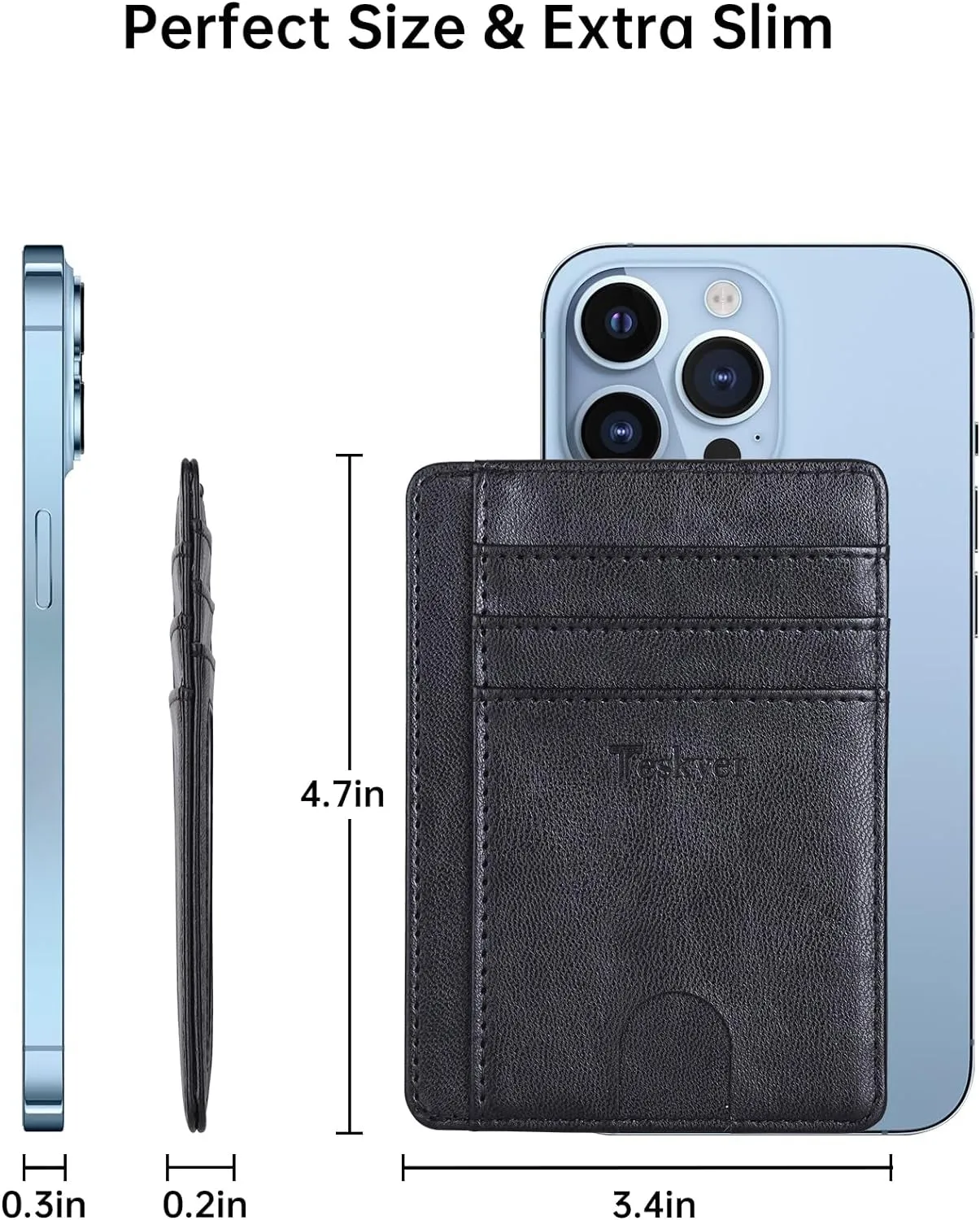 Leather Slim Wallet, Minimalist Front Pocket RFID Blocking Credit Card Holder