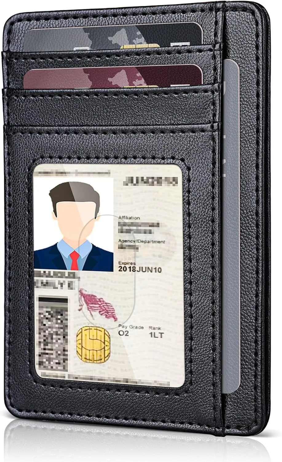Leather Slim Wallet, Minimalist Front Pocket RFID Blocking Credit Card Holder