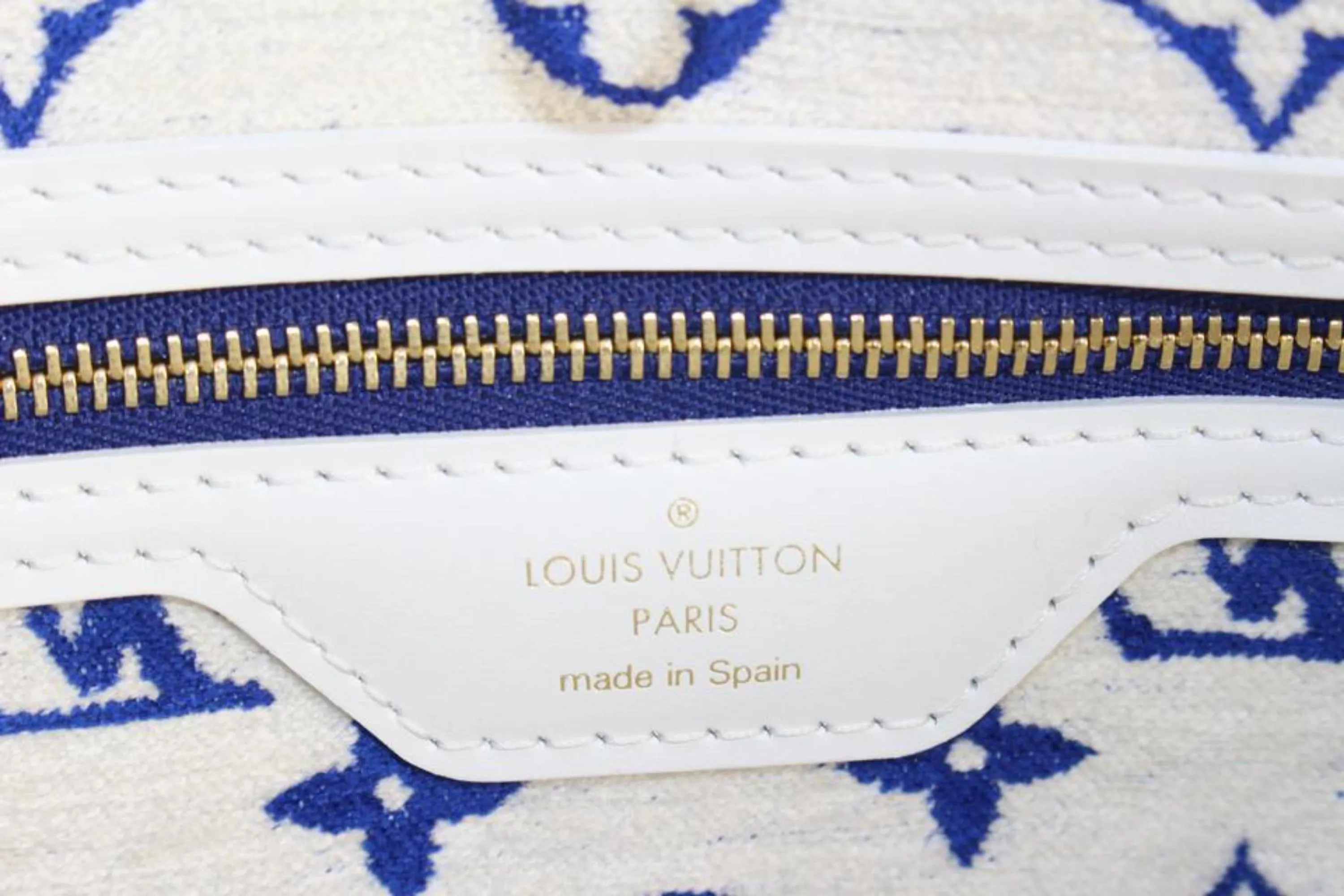 Louis Vuitton Blue Monogram Velvet Match Neverfull MM Tote with Pouch 24lv517s