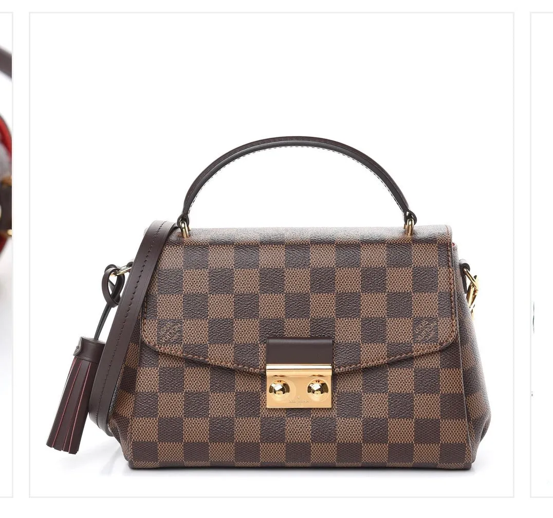 Louis Vuitton Damier Ebene Croisette Bag with crossbody strap and gold hardware - Almost New