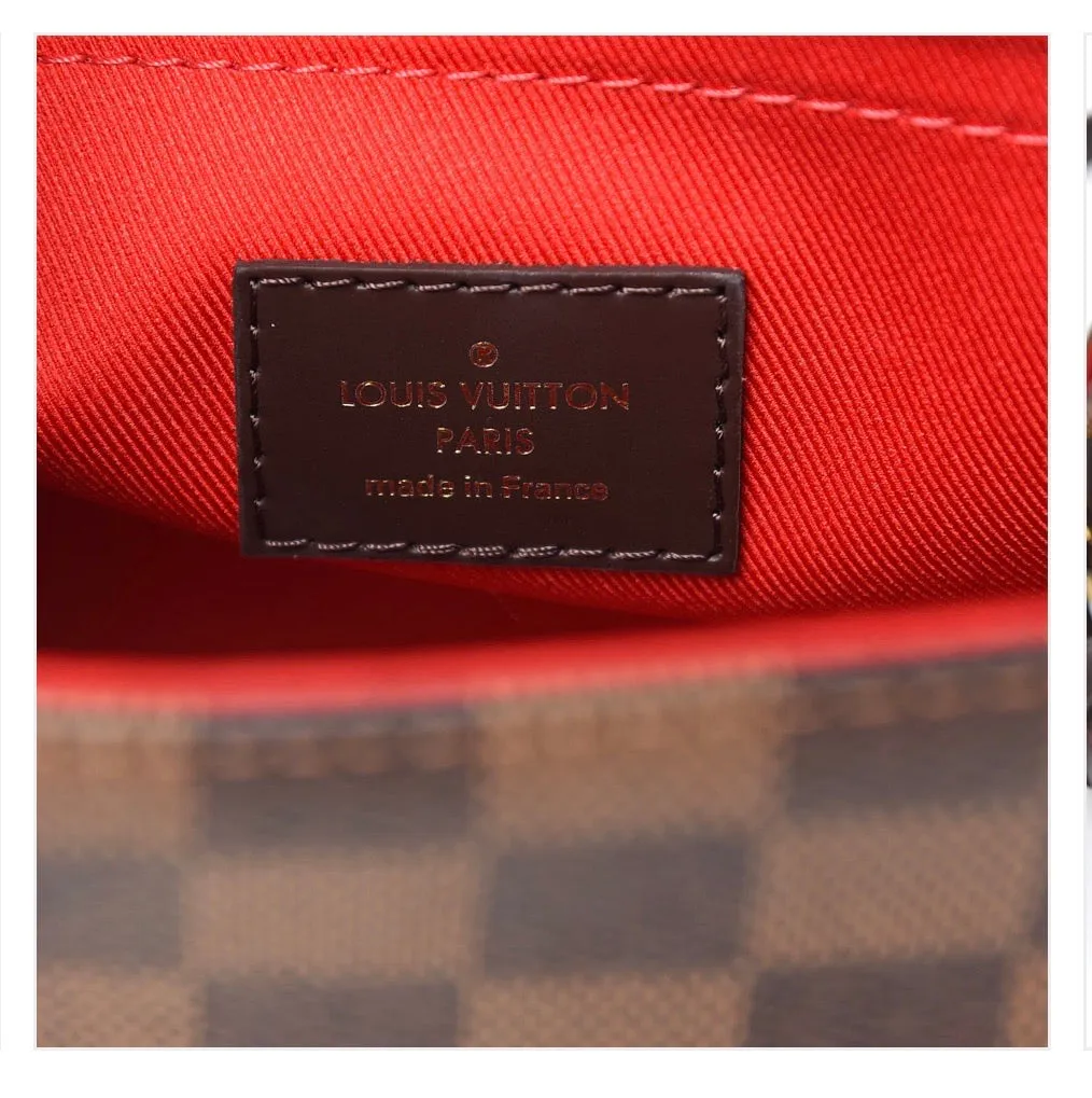 Louis Vuitton Damier Ebene Croisette Bag with crossbody strap and gold hardware - Almost New