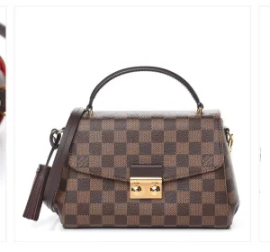 Louis Vuitton Damier Ebene Croisette Bag with crossbody strap and gold hardware - Almost New
