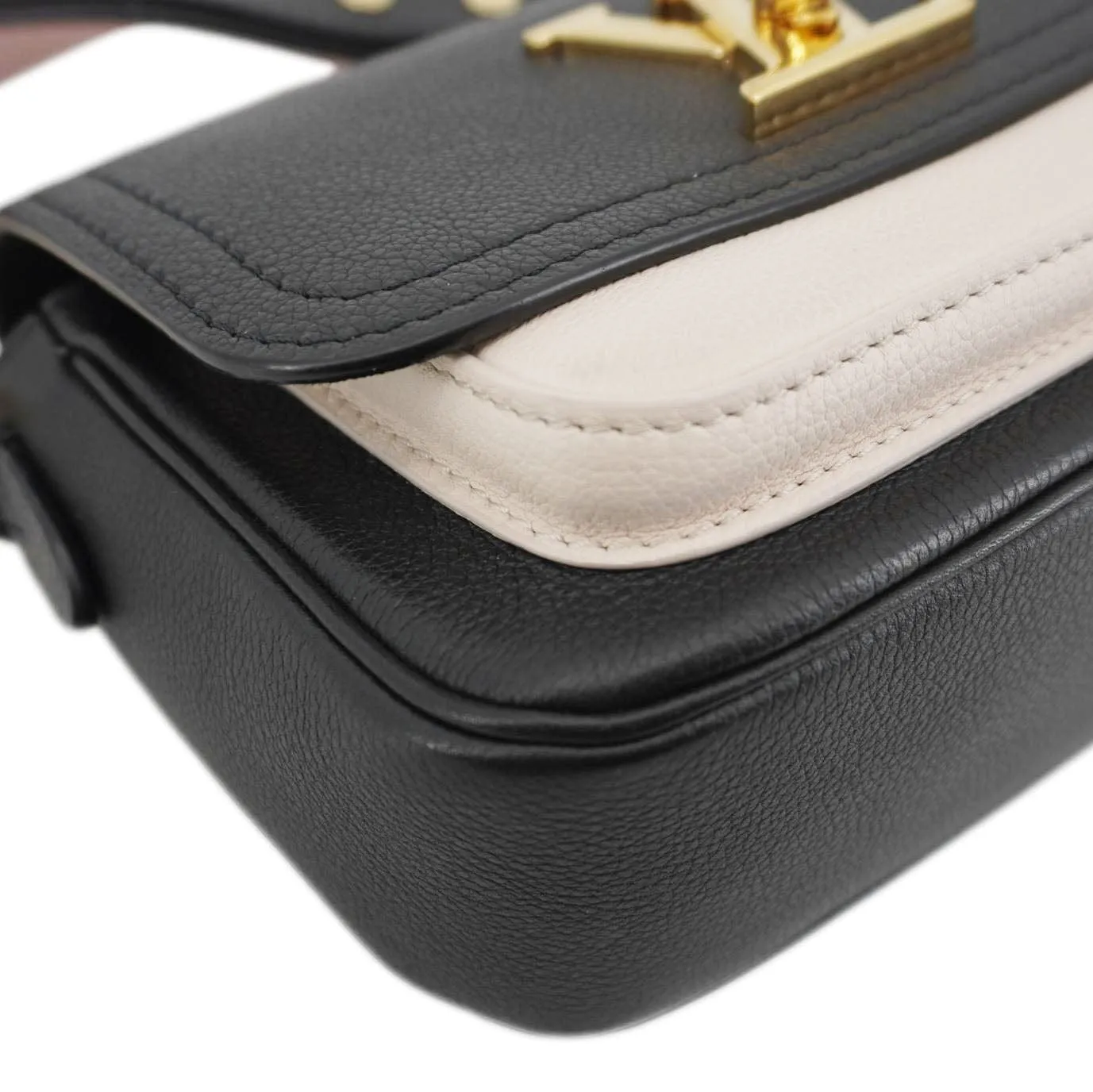 LOUIS VUITTON Lockme Tender Calfskin Leather Shoulder Bag Black