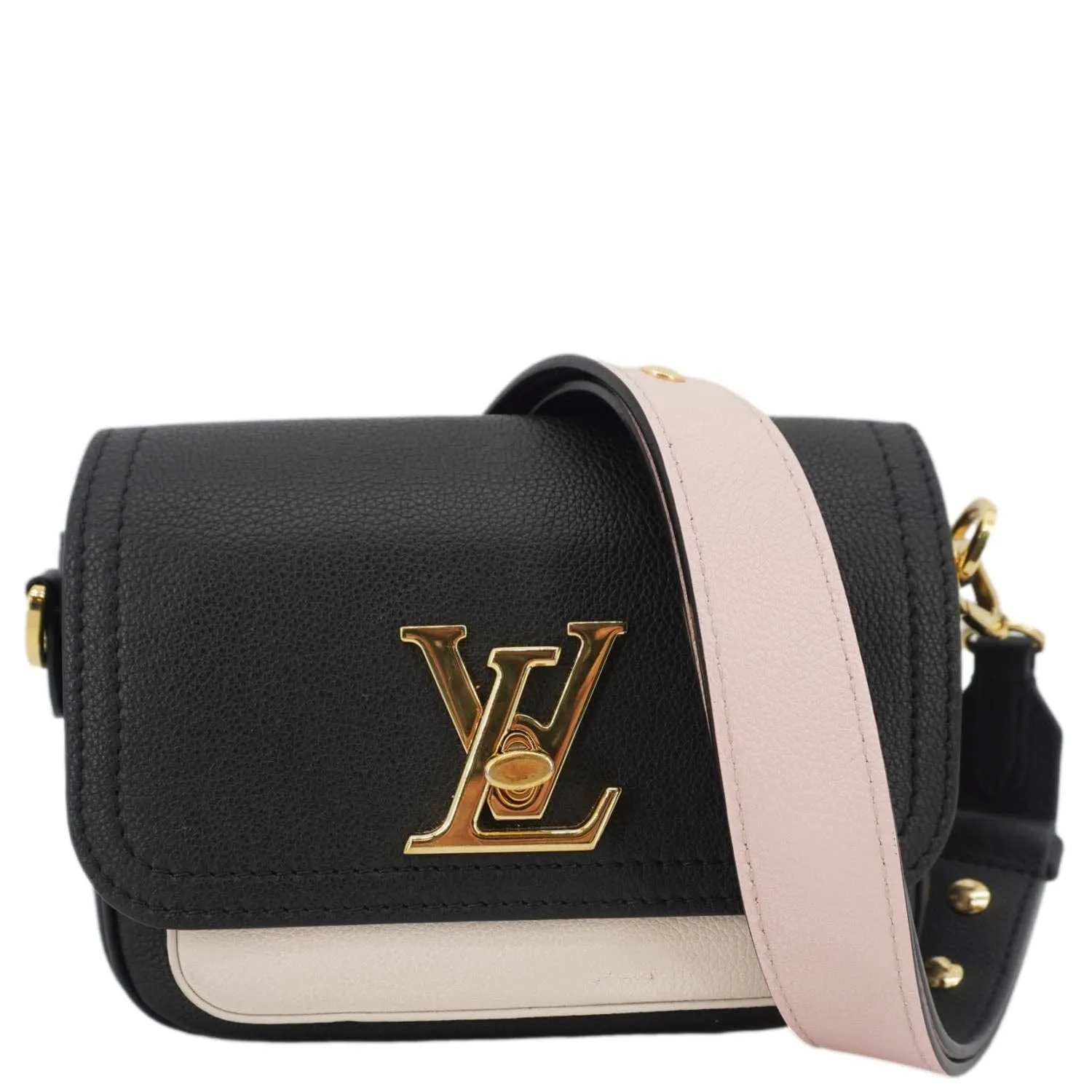 LOUIS VUITTON Lockme Tender Calfskin Leather Shoulder Bag Black