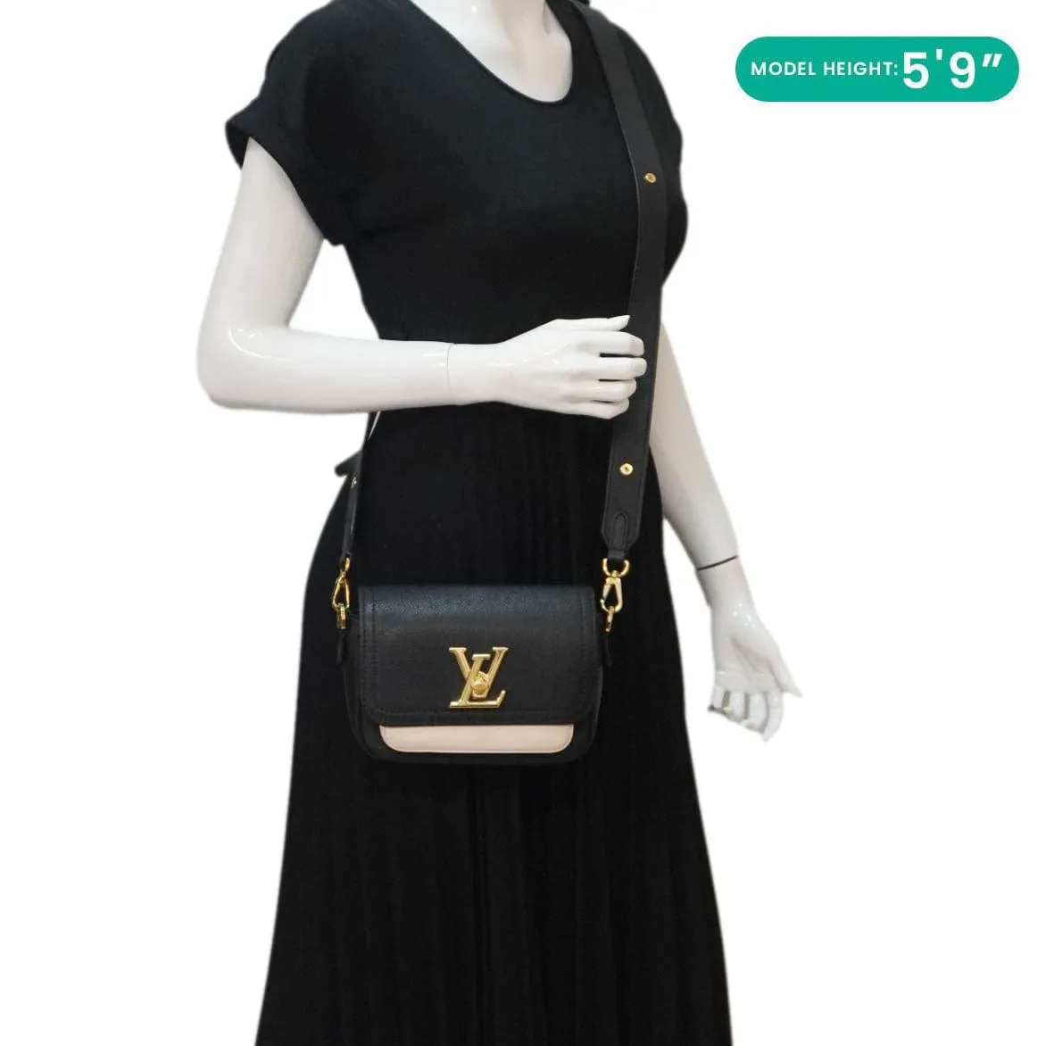 LOUIS VUITTON Lockme Tender Calfskin Leather Shoulder Bag Black