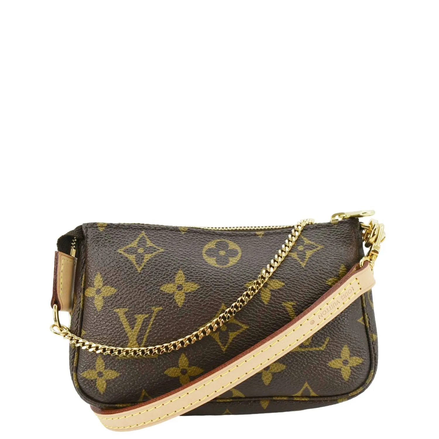 LOUIS VUITTON V Pochette Accessories Mini  Monogram Canvas Pouch Brown