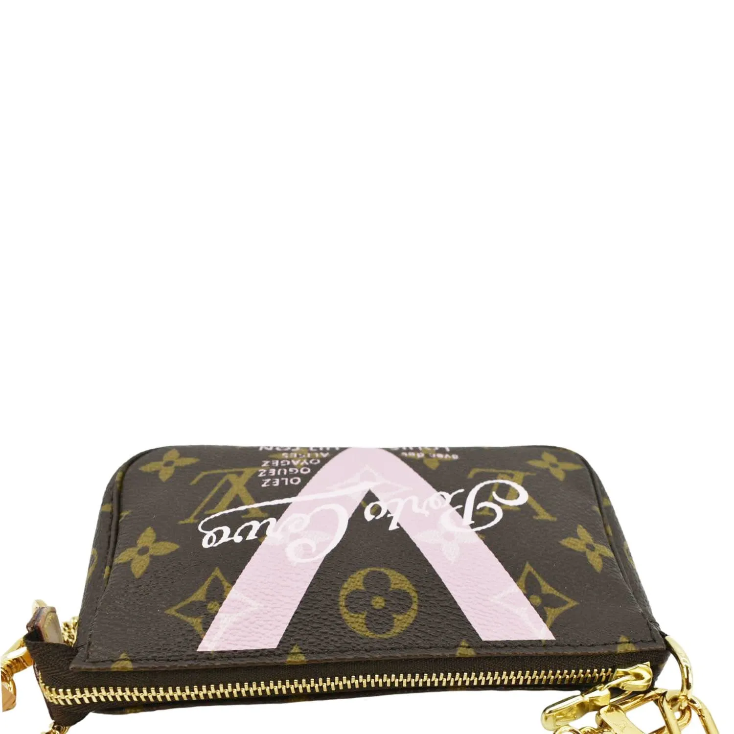 LOUIS VUITTON V Pochette Accessories Mini  Monogram Canvas Pouch Brown