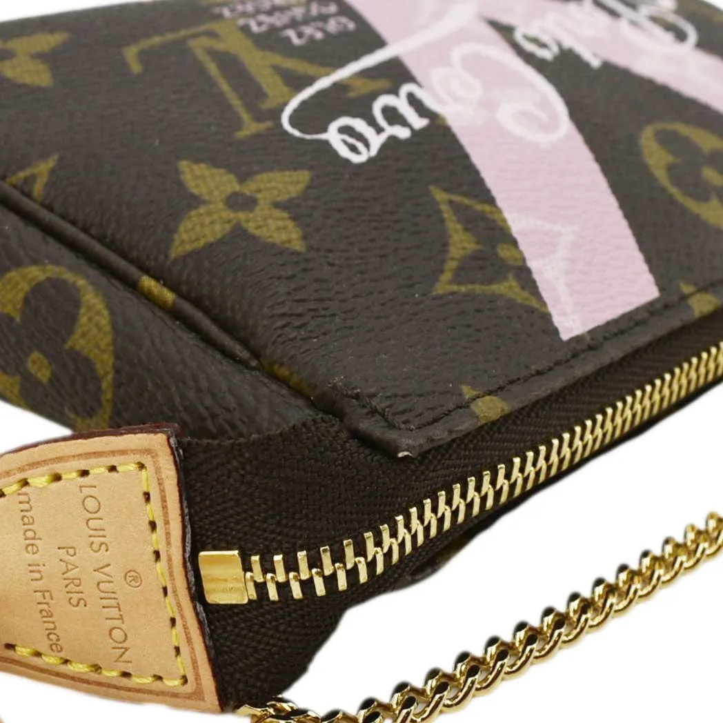 LOUIS VUITTON V Pochette Accessories Mini  Monogram Canvas Pouch Brown