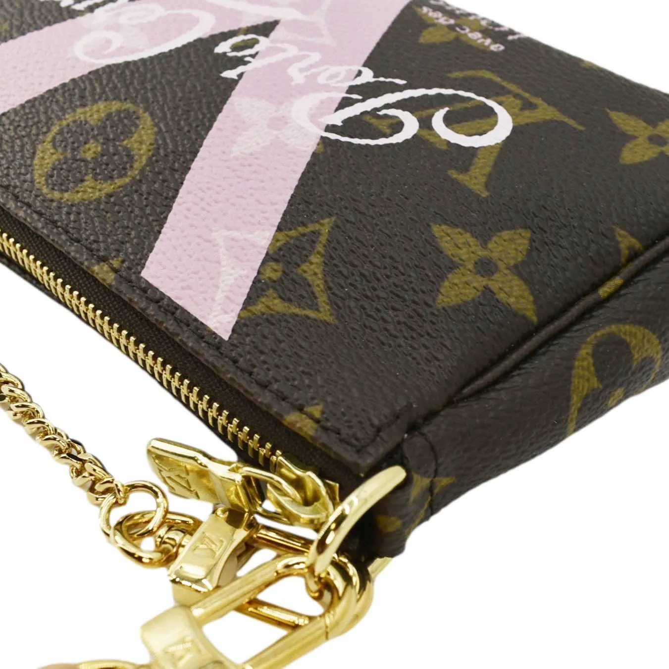 LOUIS VUITTON V Pochette Accessories Mini  Monogram Canvas Pouch Brown