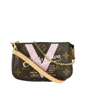 LOUIS VUITTON V Pochette Accessories Mini  Monogram Canvas Pouch Brown