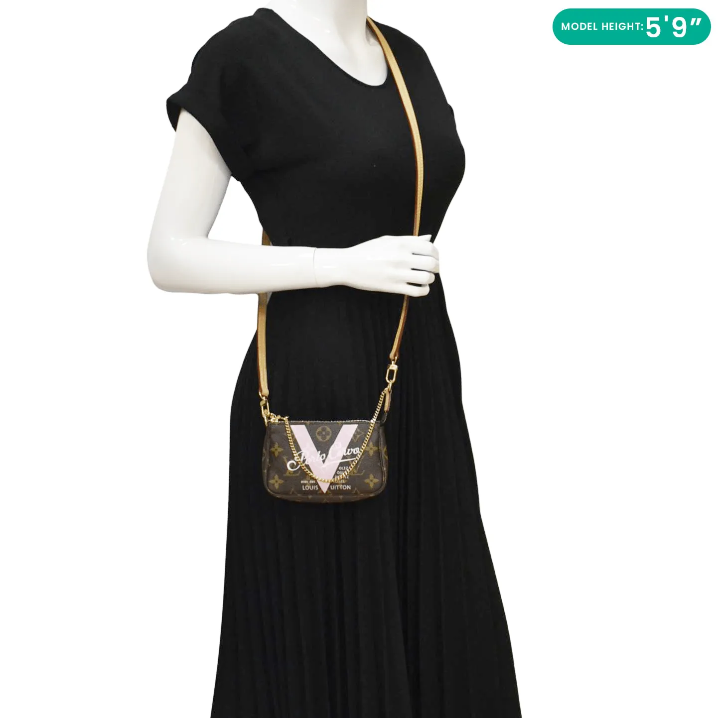 LOUIS VUITTON V Pochette Accessories Mini  Monogram Canvas Pouch Brown