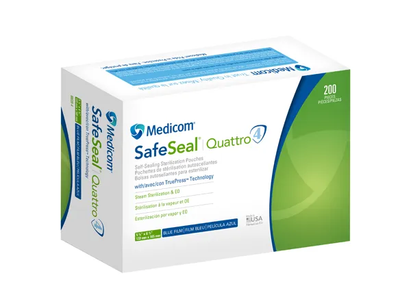 Medicom® SafeSeal® Quattro Self-Sealing Sterilization Pouches with TruePress™ Technology