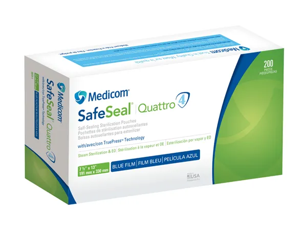Medicom® SafeSeal® Quattro Self-Sealing Sterilization Pouches with TruePress™ Technology