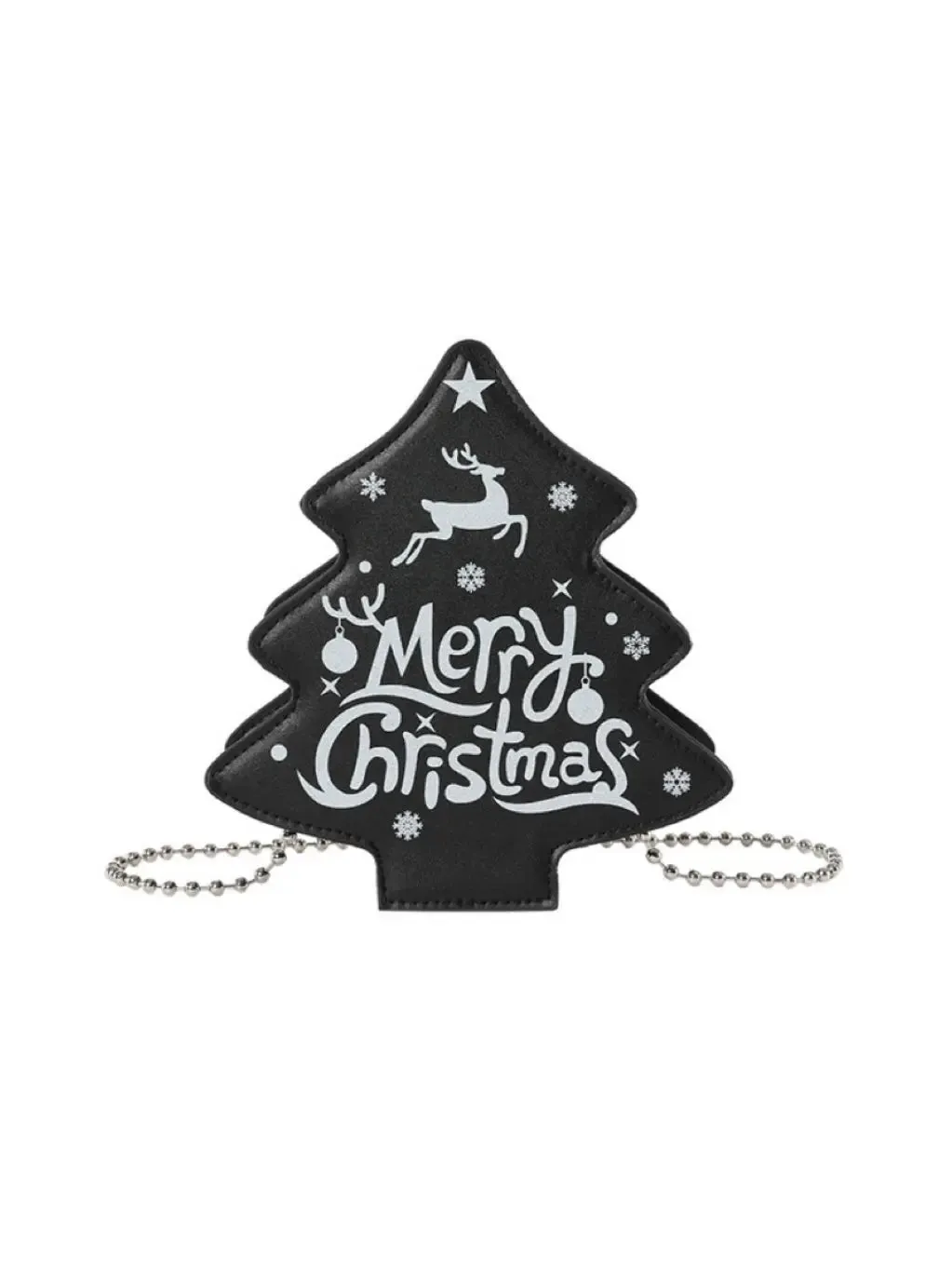 'Merry Christmas' Holiday Christmas Tree Shape Mini Crossbody Bag
