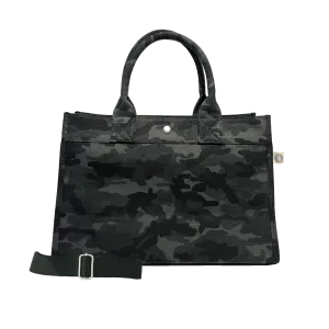 Midi East West Bag: Black Camouflage with Color Stripes