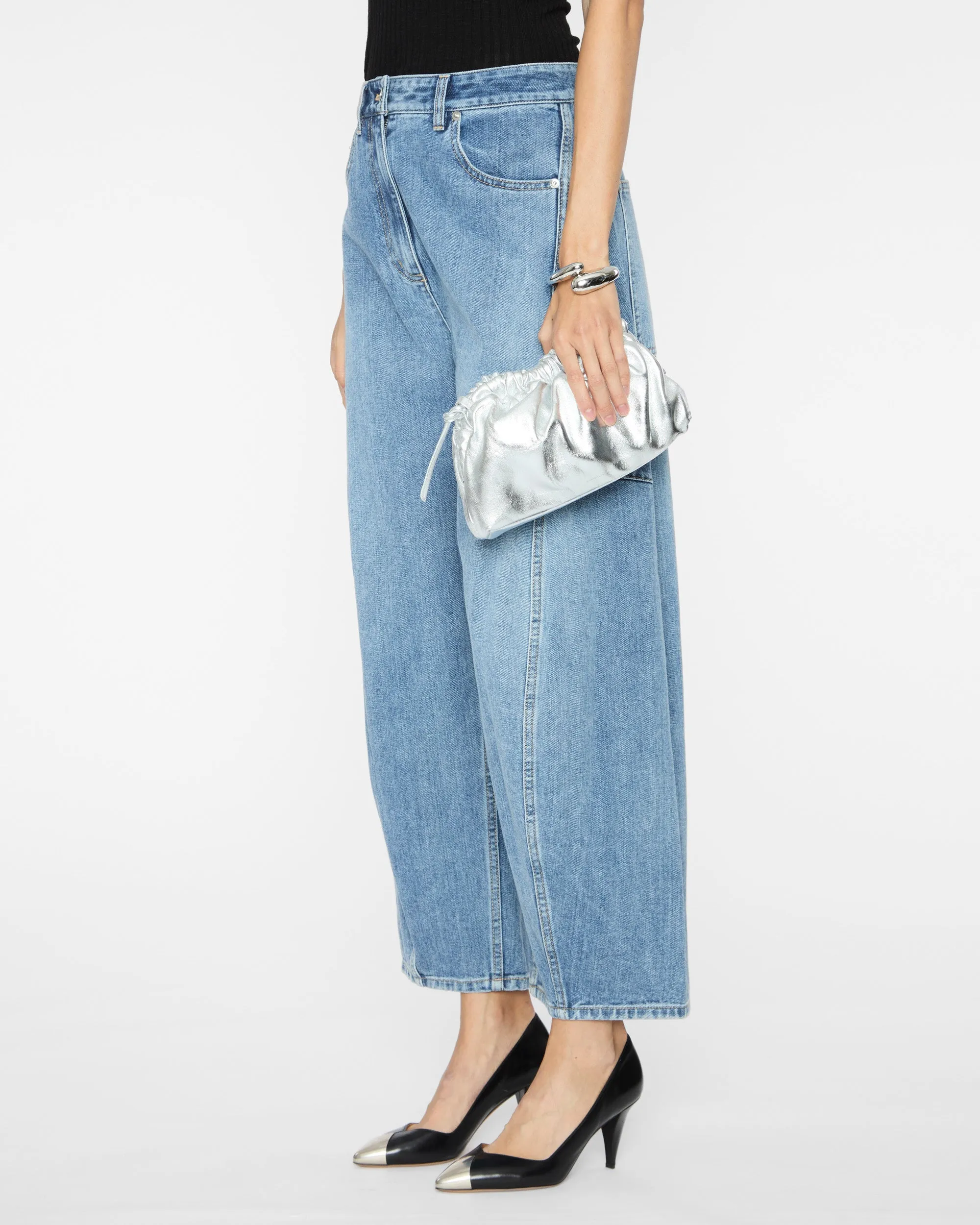 Mini Cloud Clutch in Silver