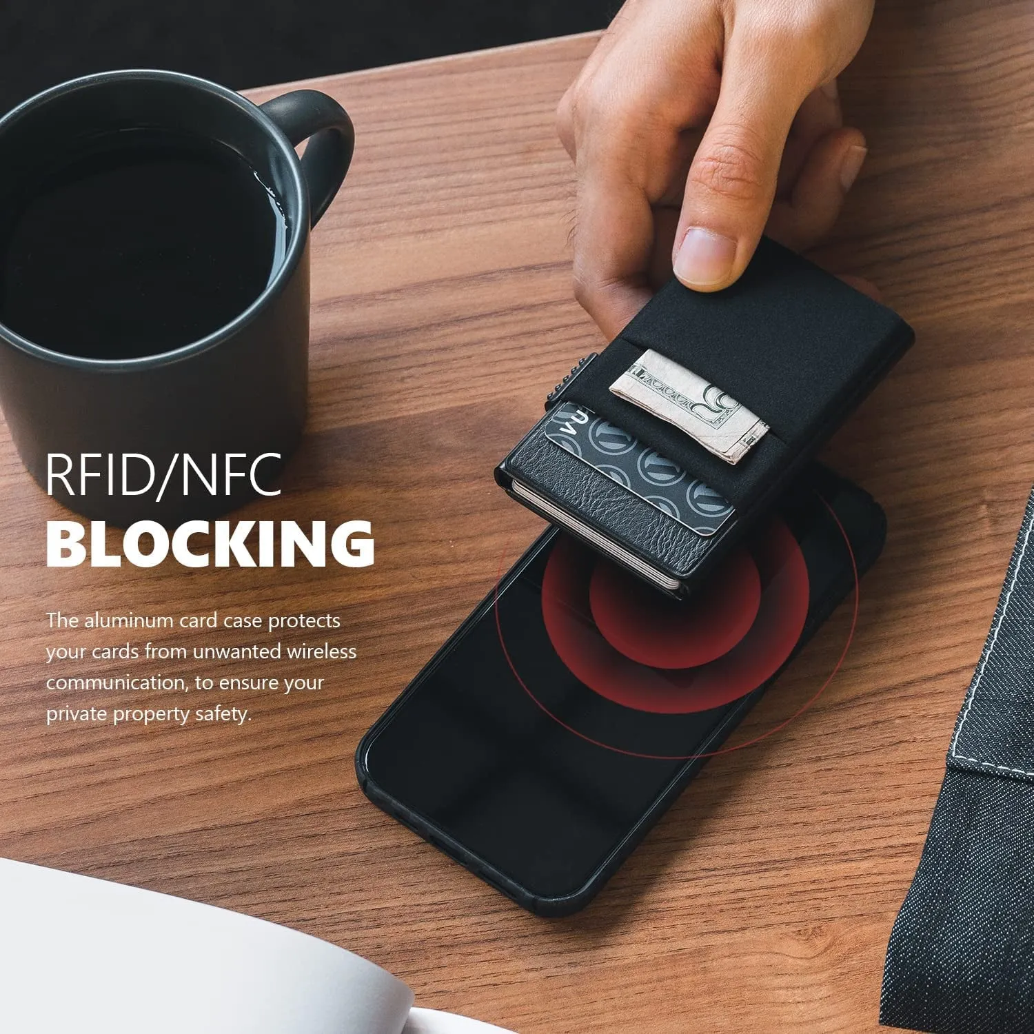 Minimalist Pop up Wallet, Slim Credit Card Holder with AirTag Pocket