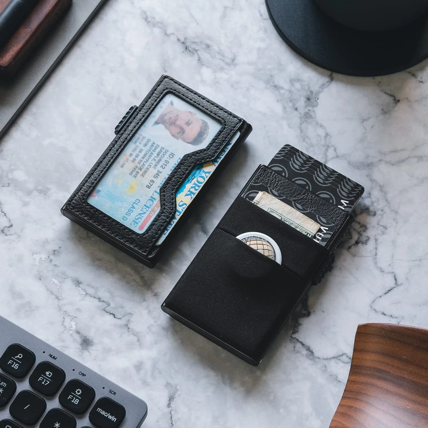 Minimalist Pop up Wallet, Slim Credit Card Holder with AirTag Pocket