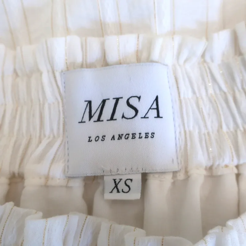 MISA Off-Shoulder Mini Dress Laleh Cream/Gold Metallic Stripe Size Extra Small