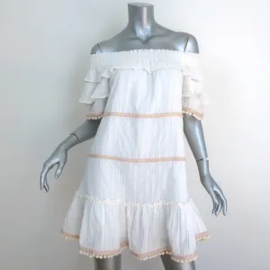 MISA Off-Shoulder Mini Dress Laleh Cream/Gold Metallic Stripe Size Extra Small