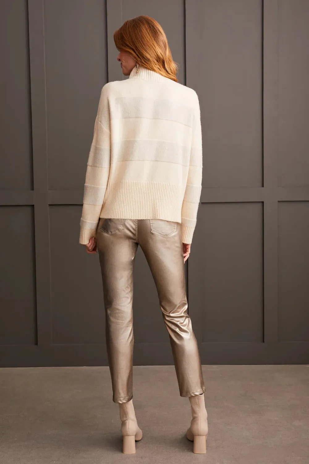 Moonstone Shiny Mock Neck Sweater