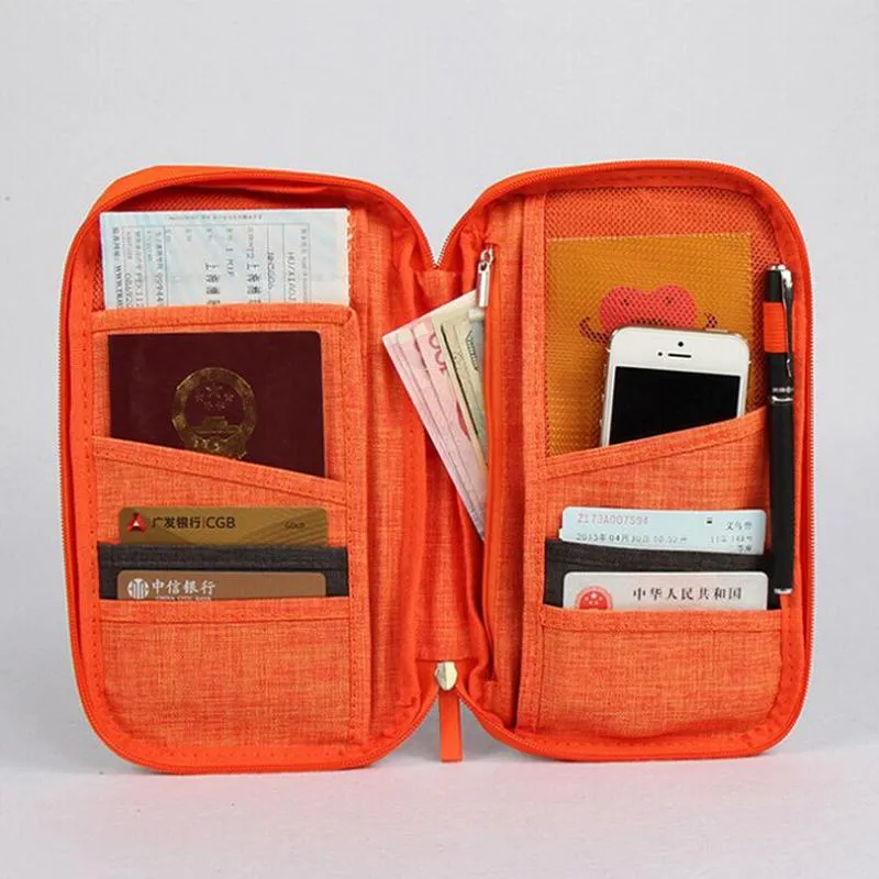 Multifunctional Travel Document Pouch With Zippered Closure