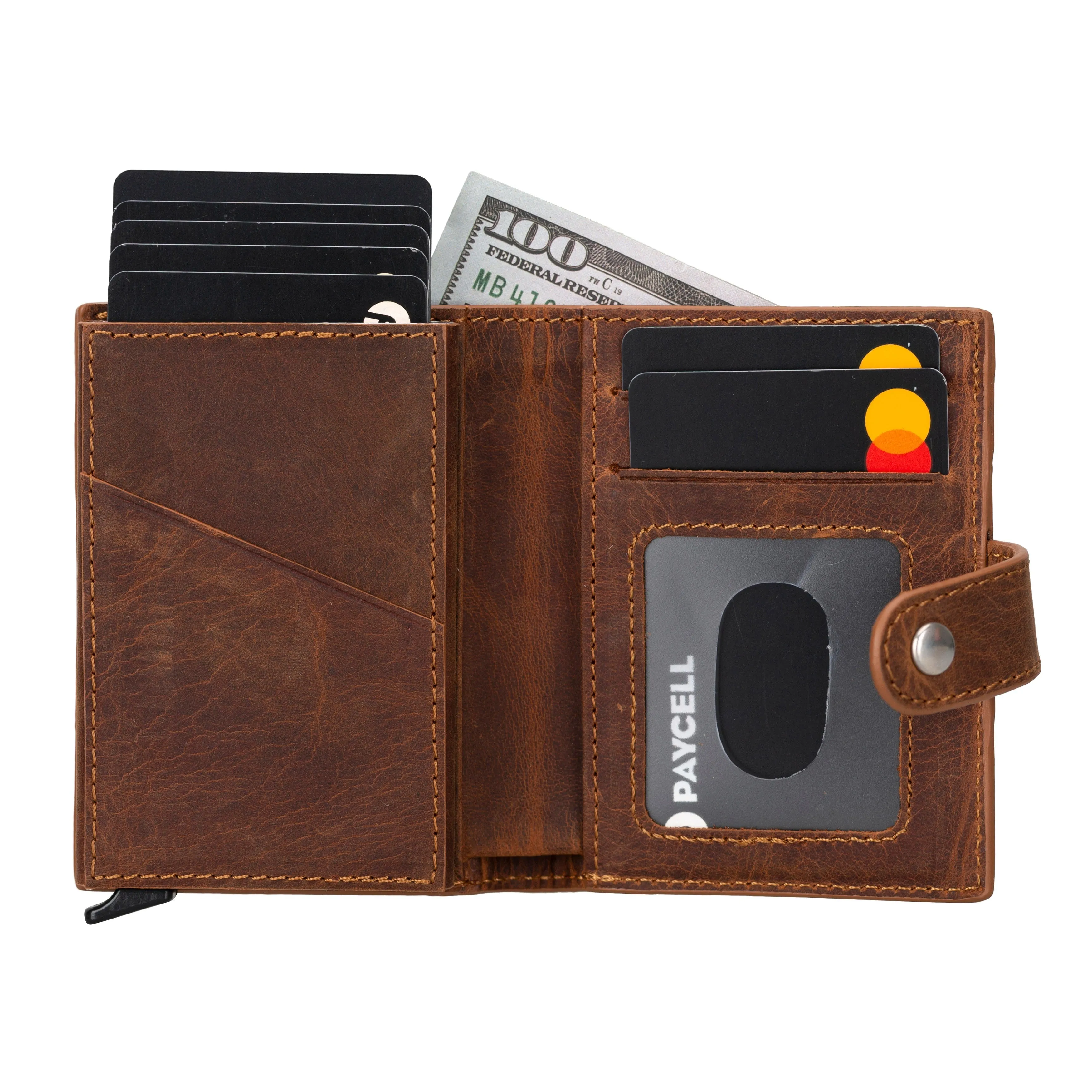 Palertag Zip Mechanical Genuine Leather Card Holder