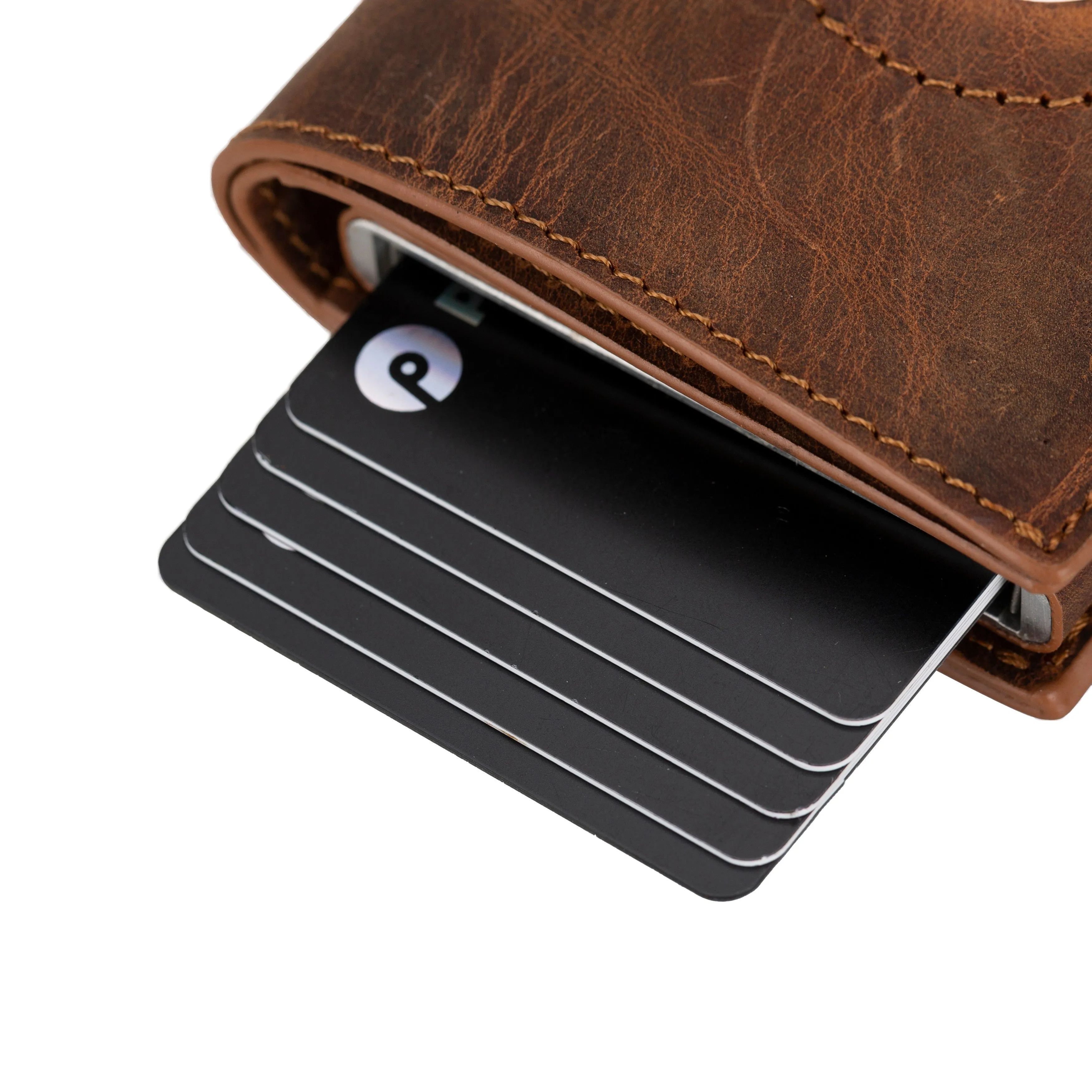 Palertag Zip Mechanical Genuine Leather Card Holder