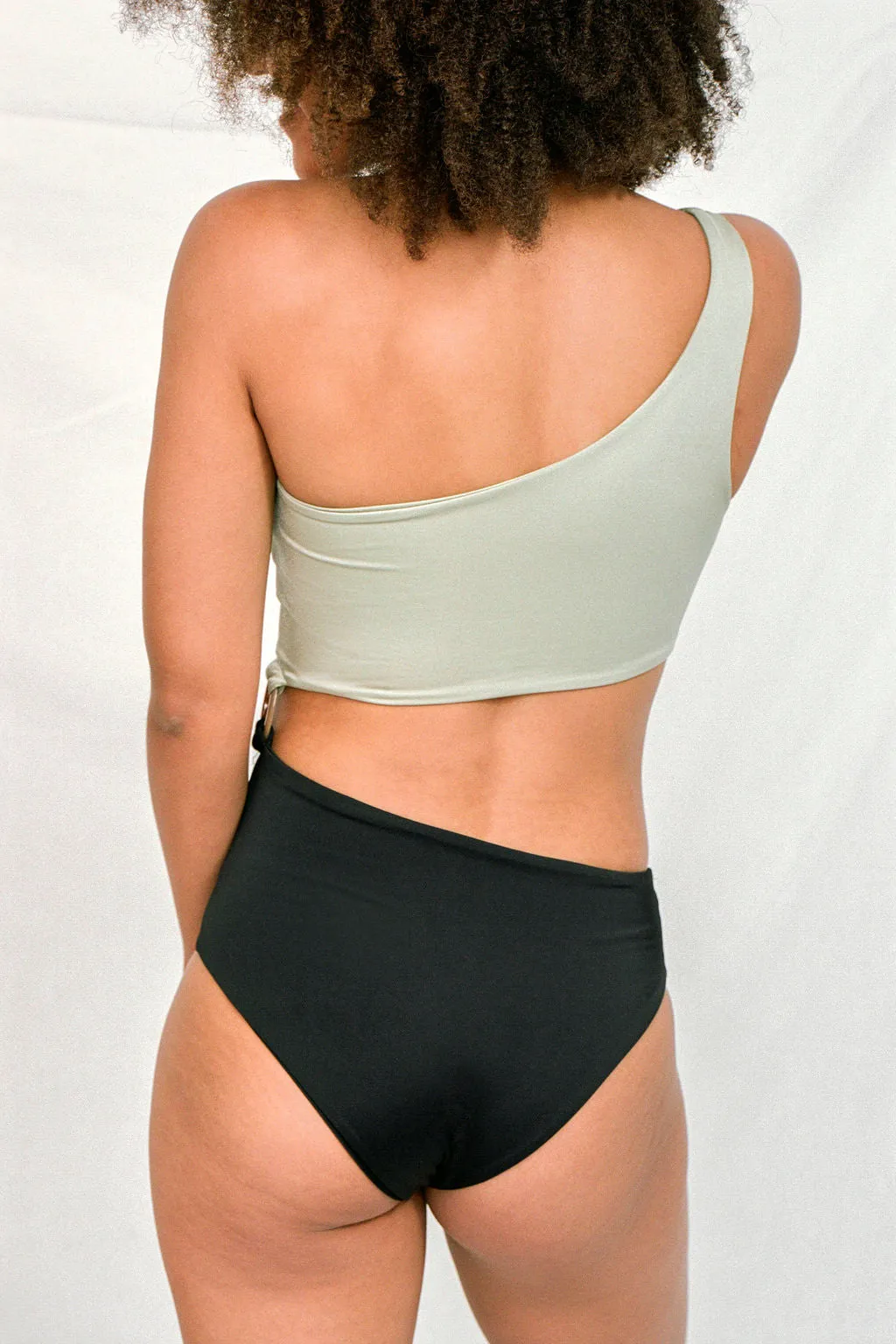 PAULA Trikini in Metallic Moss and Black