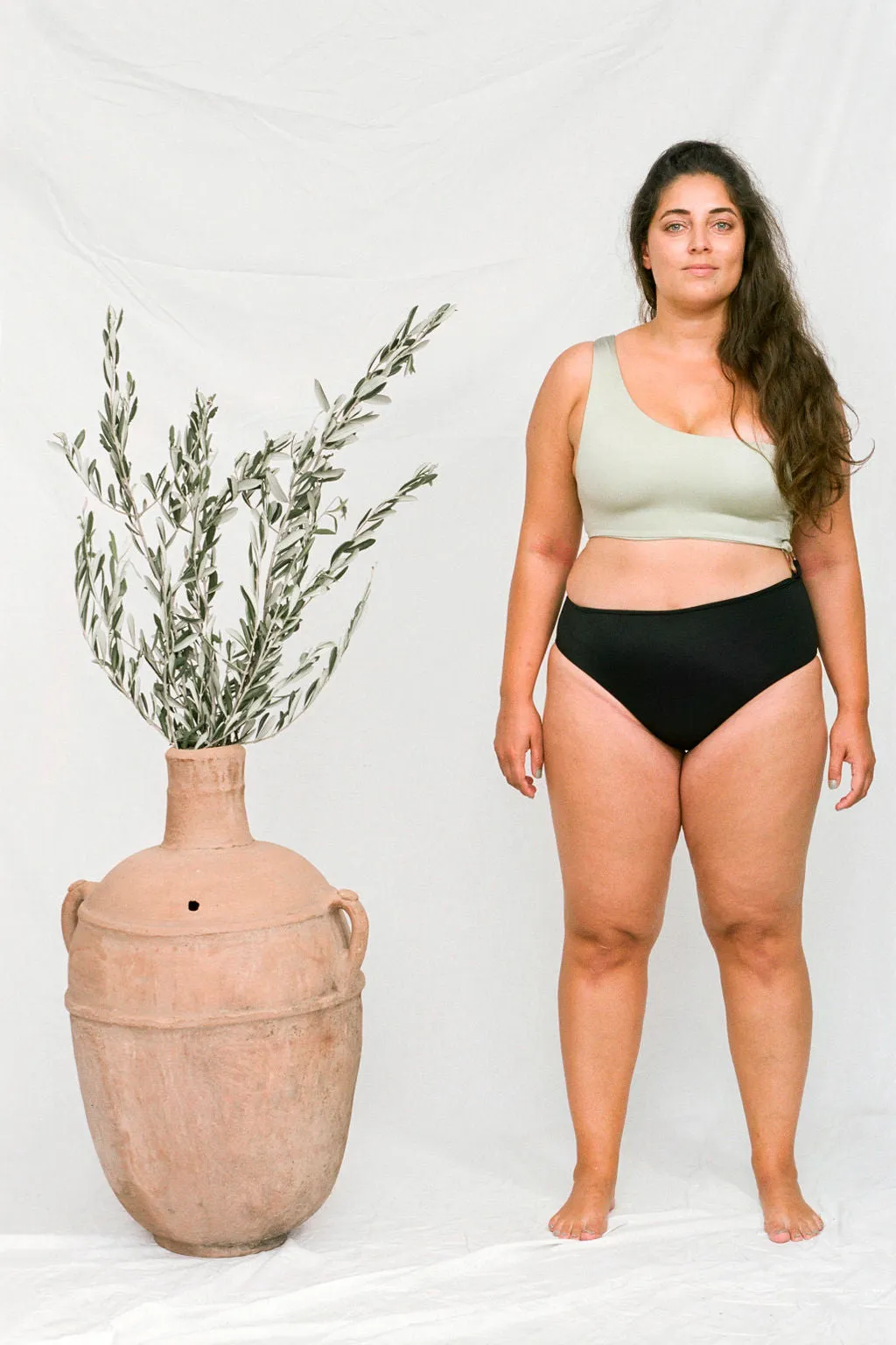 PAULA Trikini in Metallic Moss and Black