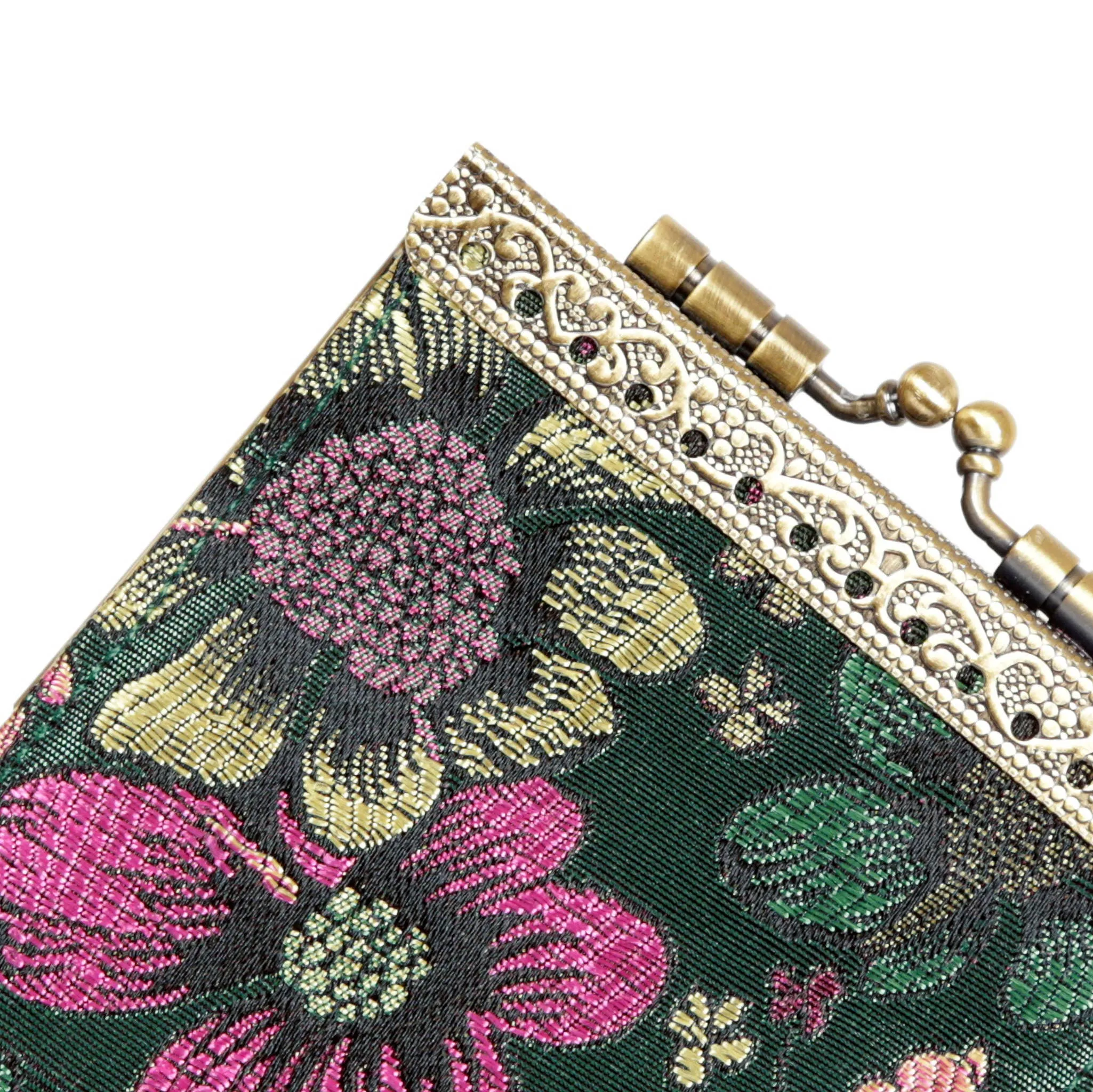 Pink Floral Brocade Card Holder