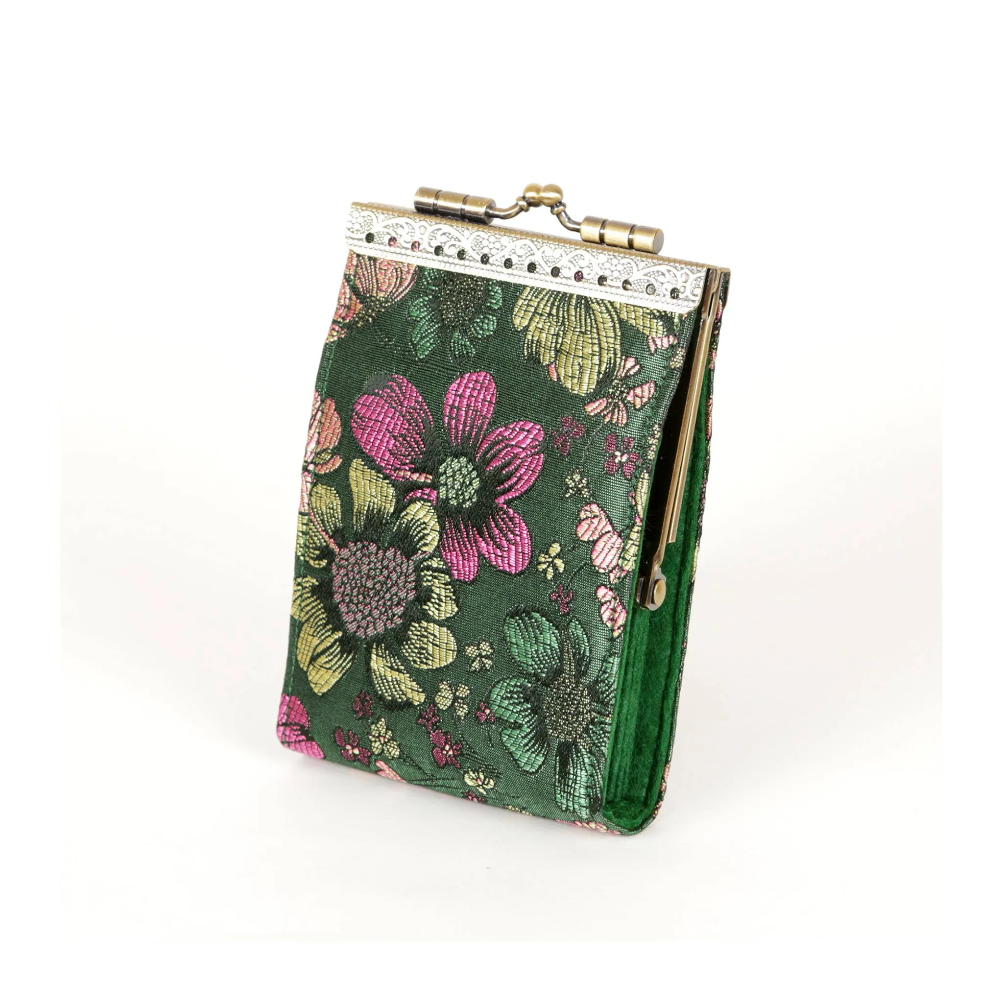 Pink Floral Brocade Card Holder