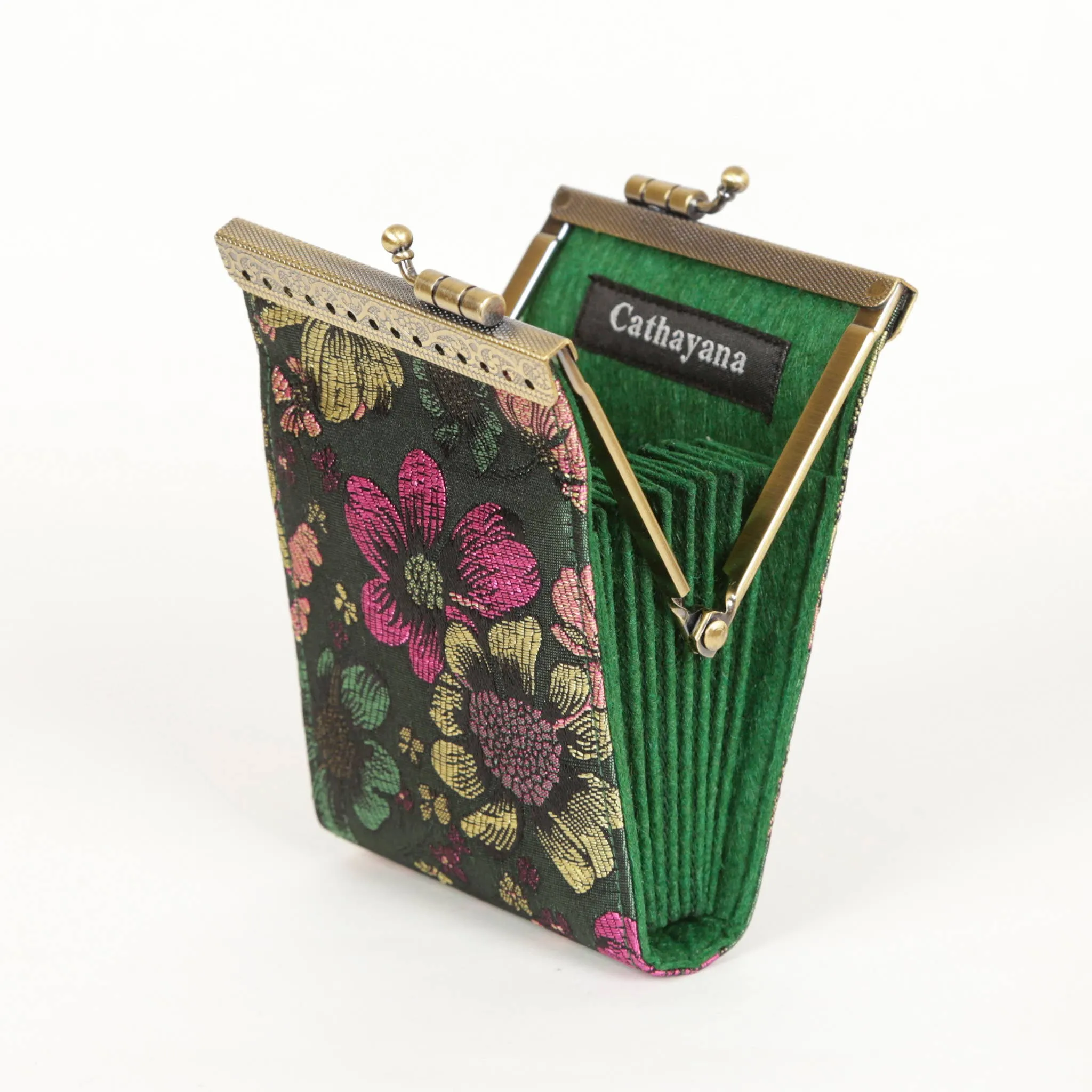 Pink Floral Brocade Card Holder