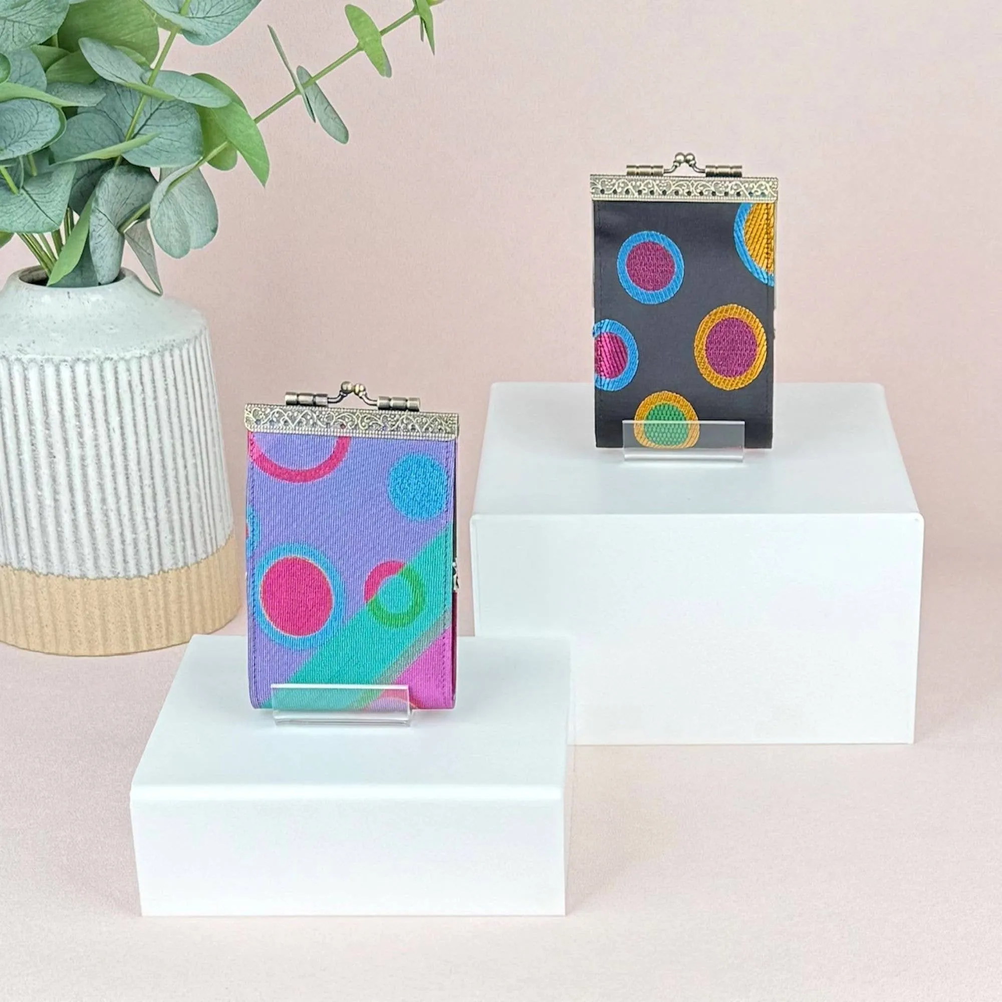 Polka Dots Card Holder w/ RFID, Card Case, Women's Wallet: Black