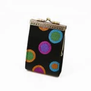 Polka Dots Card Holder w/ RFID, Card Case, Women's Wallet: Black