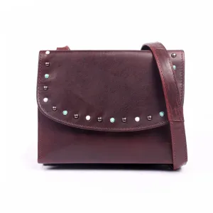 Raelynn | Concealed Carry Buffalo Leather Crossbody or Shoulder Bag Organizer | Stud Accent | Locking Exterior Concealment Pocket