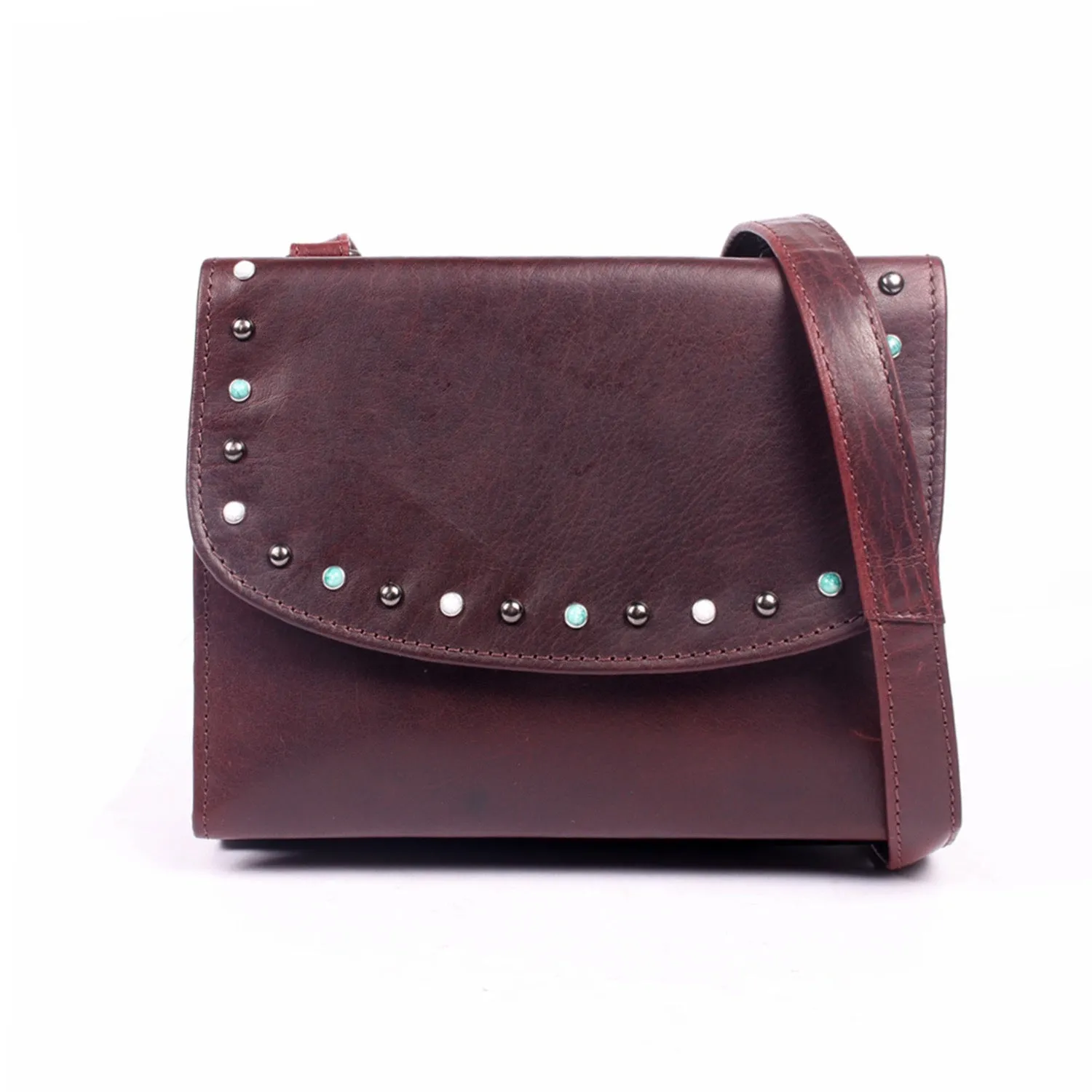 Raelynn | Concealed Carry Buffalo Leather Crossbody or Shoulder Bag Organizer | Stud Accent | Locking Exterior Concealment Pocket