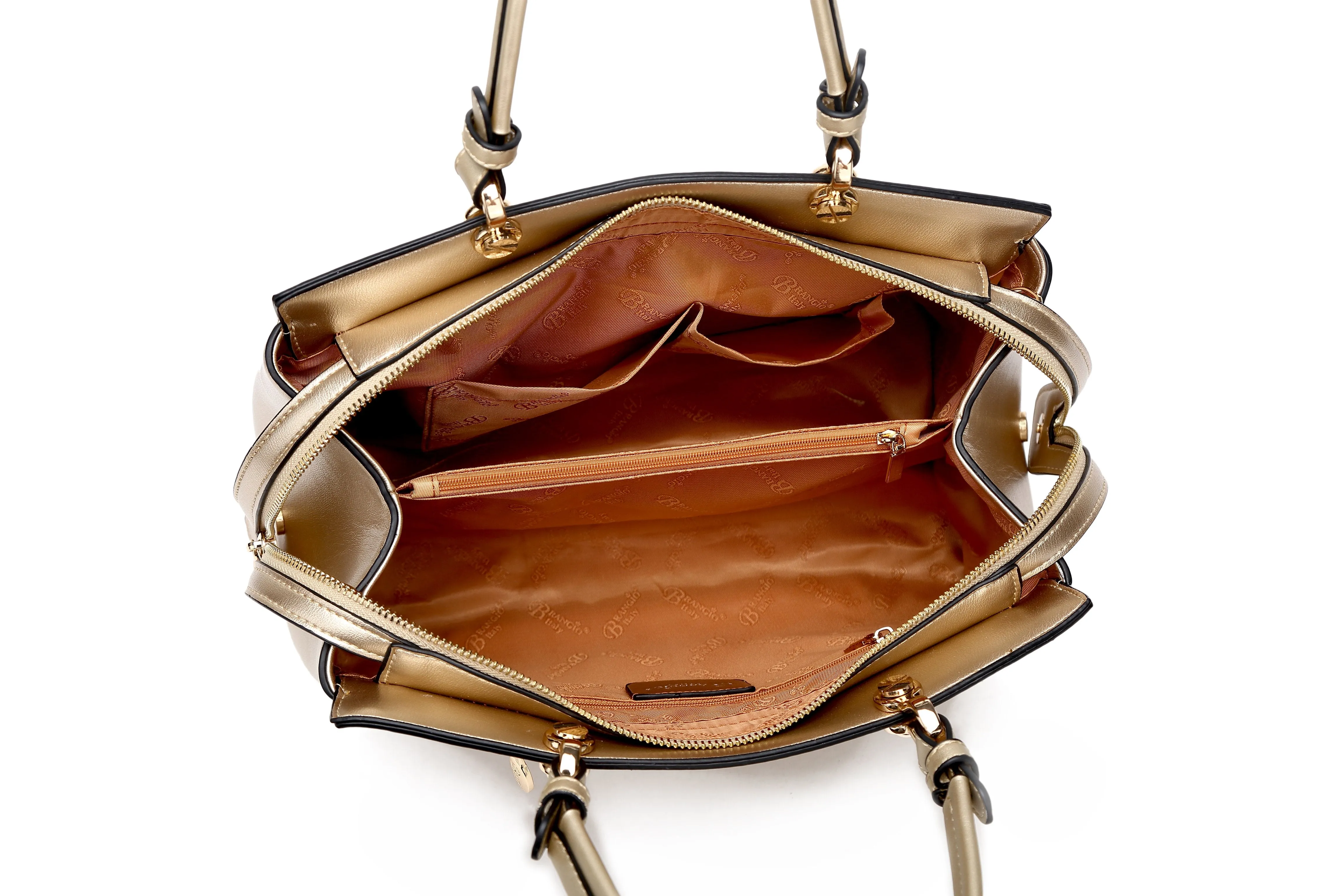 Rosette 3d Crystal Vegan Leather Metallic Handbag [RA8523]