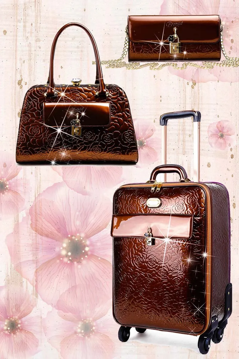 Rosy Lox Luggage 3 Pcs. Vegan Leather Suitcase Set [KYL8256-3pcs/Set]
